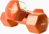 Foxfit Dumbbell set - 2 x 5kg - Rubber - Oranje