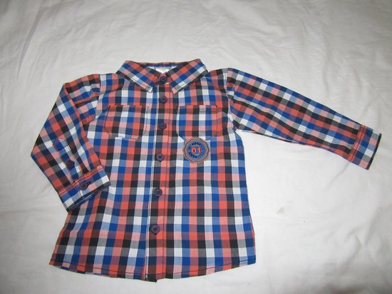 dirkje, garçons, chemise, à carreaux, bleu / orange, 80-12 mois