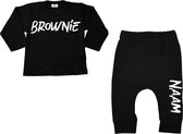 Shirt baby - broekje baby - baby born - broekje en shirt baby - cadeau babyshower - Brownie met naam van je kind - Maat 74