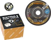Rhodius PROline ll XT38 Doorslijpschijvenset incl. snelspanmoer - Extra dun - 125 x 22,23 x 1,0mm - RVS/Staal (50st)