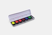 Verftablet 30x22mm Neon Aquarellcolors, 6 stuks in blik, Finetec