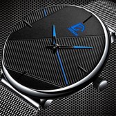 POWERZ ® Design horloge zwart rond plat