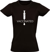 Vaccinated dames t-shirt | gevacinneerd |vaccin | corona| covid-19 |  virus | viruswaanzin | Zwart