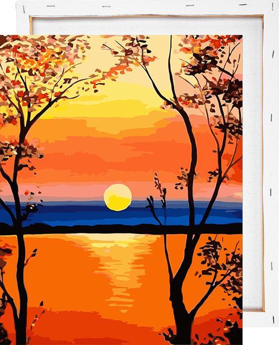 niemand Bukken oor Zonsondergang boven zee - Schilderen op nummer - Met frame - 40x50 cm |  bol.com