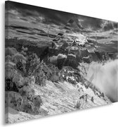 Schilderij Bergen en geometrie, 2 maten, zwart-wit, Premium print