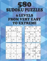 580 Sudoku Puzzles, 6 Levels from Very Easy to Extreme