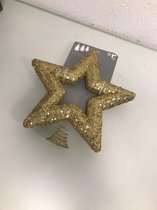 Kerstster - veel glitters - goud - 30 cm hoog - kunststof