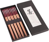 Chopsticks - Hout - Rood - 5 paar - 22,5 cm - Japanse stijl - Sushi Giftset