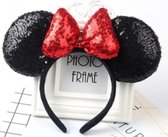 Minnie Mouse-diadeem-glitter-strik-pailletten, rood
