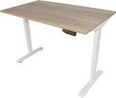 Zit-sta bureau 120x80 cm. – Elektrisch verstelbaar – 2-motorig + display – Frame: wit – Blad: Natuur eik