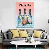 Canvas doek met Prada & Dom Perignon Champagne maat 70x90CM *ALLEEN DOEK MET WITTE RANDEN* Wanddecoratie | Poster | Wall art | canvas doek | Premium Decoratie | Moderne huisstijl |