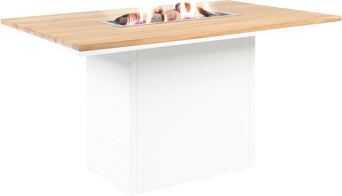 Cosi Fires - Vuurtafel Cosiloft Relax Eettafel White / Teak (120 cm) - Vuurtafels - Hout - Wit