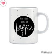 Originele mok - Mijn dag begint na koffie - Koffiemok - 300 ml
