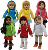 Doll Hoodie Sweatshirt Set of 6 - T-Shirt met Capuchon voor 46cm Pop