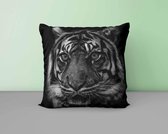 Kussenhoes - Tijger - Zwart/wit - Woon accessoire - 50 x 50 cm