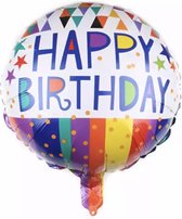 Ballon en aluminium Happy Birthday rond 45 cm
