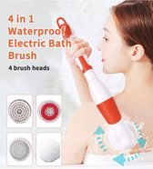 FINE 4 U - Douche borstel 4 in 1 - Elektrisch - Waterdicht - 4 opzetstukken - Massage borstel - Reiniging borstel - Bad borstell