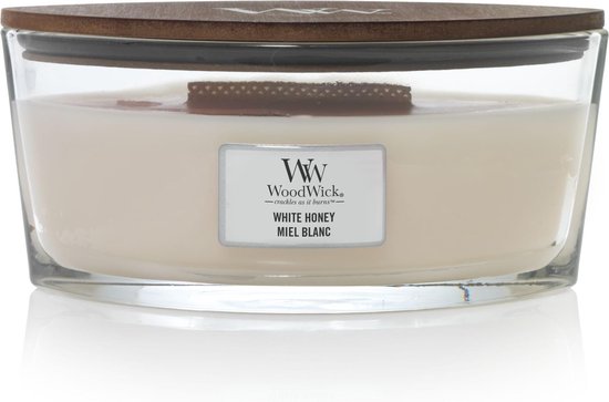 WoodWick Heartwick Flame Ellipse Geurkaars - White Honey