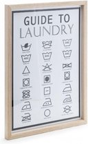 Cosy @ Home Poster - Met Houten Guide To Laundry Wasvoorschriften - 38 X 28 Cm - Zwart En Wit