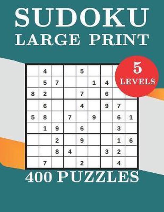 Sudoku Large Print 400 Puzzles 5 levels: two Puzzle Per Page - Easy ...