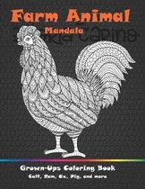 Farm Animal Mandala - Grown-Ups Coloring Book - Calf, Ram, Ox, Pig, and more