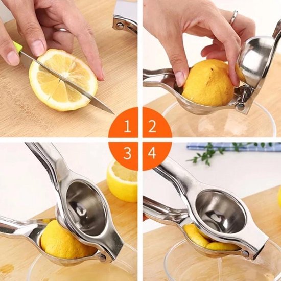 Citruspers - Limoenpers - Citroenpers - Sinaasappelpers - RVS - Handmatig - Handpers - Handcitruspers - Fruitpers - Limoenknijper - Citruspersen met hendel - Juicer - Quality King van Quality King — afbeelding 2