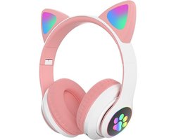 Cat Headphone - Roze - Bluetooth - Draadloze Over Ear Stereo Koptelefoon - Noise Reduction - Katten Oortjes - LED Verlichting