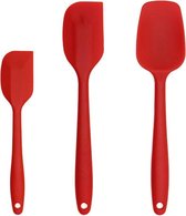Winkrs - Siliconen Spatels - Set met Spatel, Pannenlikker en Opscheplepel - Rood