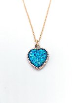 Ketting Meisje- Hartje- Diamant- Licht Blauw- Turquoise- Goud- Kind- LiLaLove