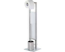 WENKO Toiletbutler Rivalta RVS mat - Toiletborstel met houder, Toiletrolhouder en Reserverolhouder vrijstaand