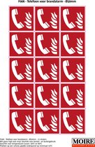 Pictogram sticker 75 stuks F006 - Telefoon voor brandalarm - 50x50mm - 15 stickers op 1 vel