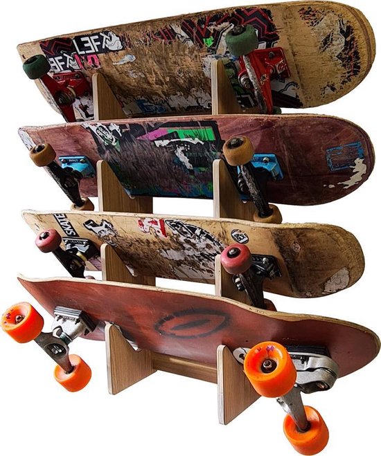 Board Racks - multiplex wandrek met HPL toplaag voor 4 skateboards | bol.com