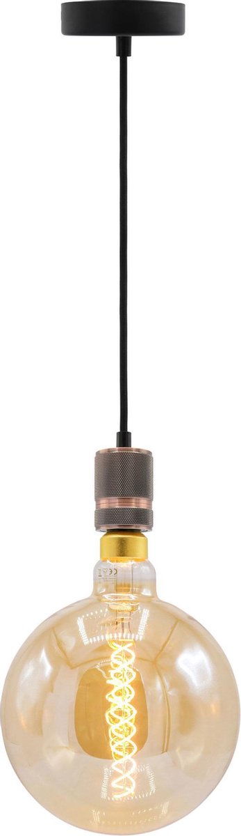 Industriële rosé gouden snoerpendel - inclusief XXXL LED lamp - complete hanglamp voor eetkamer of woonkamer