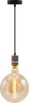Industriële rosé gouden snoerpendel - inclusief XXXL LED lamp -  complete hanglamp voor eetkamer of woonkamer