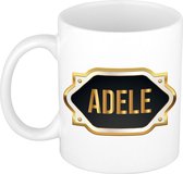 Adele naam cadeau mok / beker met gouden embleem - kado verjaardag/ moeder/ pensioen/ geslaagd/ bedankt