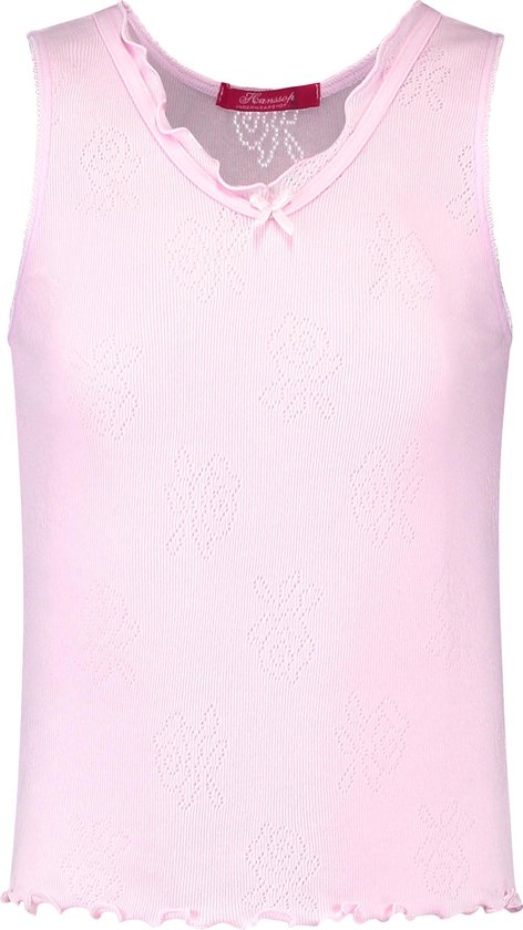 Exclusief Luxueus Kinder nachtkleding Hanssop, Meisjes, Katoenen ondergoed set, super zacht roze set gemaakt in een verfijnd lief roosjes ajour katoen met een bijpassend roze velours strikje, maat 104