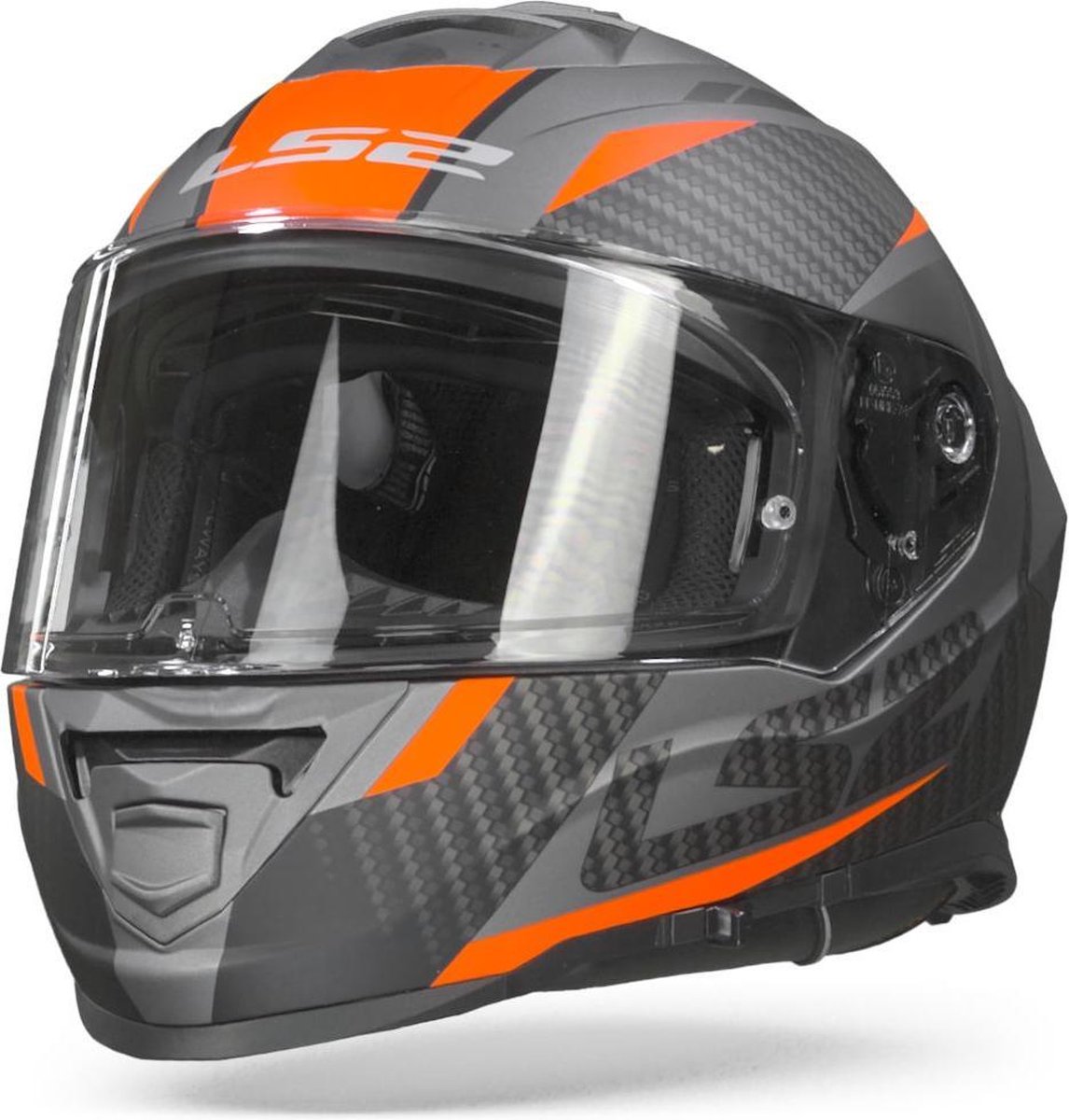 LS2 FF800 Storm Racer Mat Titanium Fluo Oranje Integraalhelm - Maat L - Helm