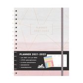 Hobbit schoolagenda 2021-2022 - PLANNER D3 - toetsweekplanners - ringband - elastieken band - 7 dagen over 2 pagina's - harde kaft - 160 pagina's - roze zalm - ongeveer A5 formaat