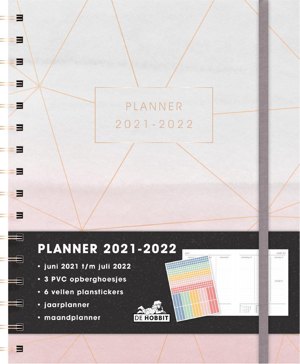 Hobbit schoolagenda 2021-2022 - PLANNER D3 - toetsweekplanners - ringband - elastieken band - 7 dage