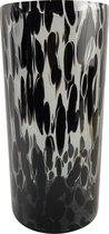 Modieuze bloemen cylinder vaas/vazen van glas 30 x 14 cm zwart fantasy - Bloemen/takken/boeketten