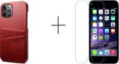 GSMNed – PU Leren Card Case iPhone 12 Pro Max rood – hoogwaardig leren Card Case rood – Card Case iPhone 12 Pro Max rood – Card Case voor iPhone rood – Pasjeshouder - met screenpro