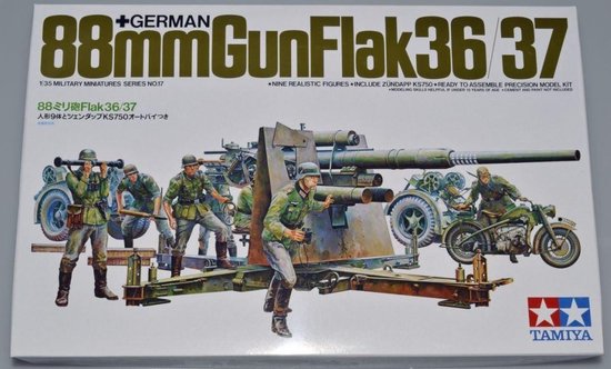 Foto: 1 35 tamiya 35017 german flak 8 8 kanone with motorcycle plastic modelbouwpakket