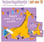Set van 10 uitklapkaarten voor een kinderfeest - Giraf