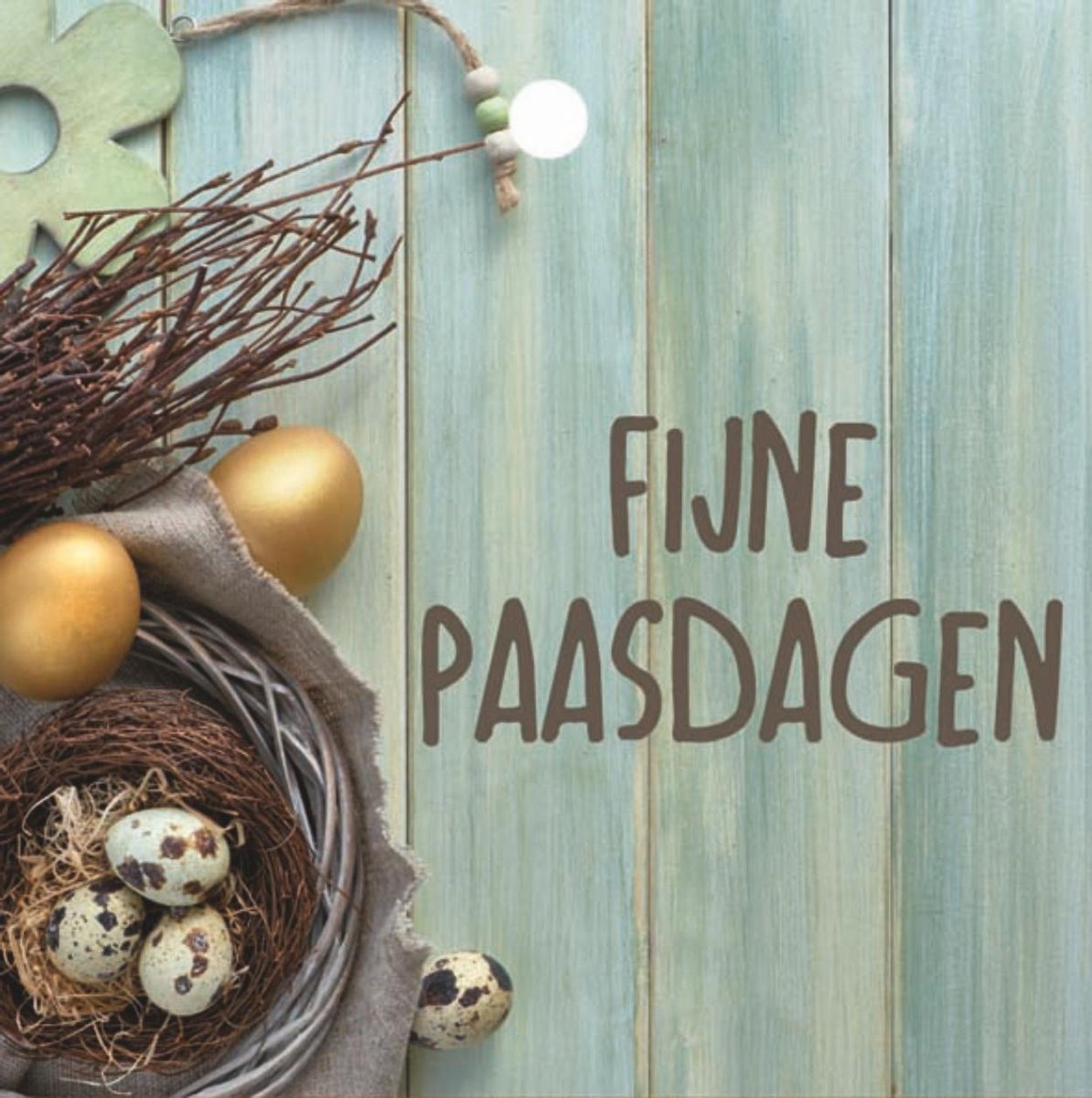Bloemenkaartje Fijne Paasdagen - Cadeaukaartjes - 20 Stuks - 7 x 7 cm - Fijne Paasdagen - Met Boorgaatje