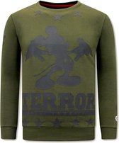 Heren Sweater met Print - Terror Mouse - Groen