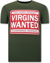 Heren Shirt met Print - Virgins Wanted - Groen