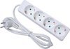 Perel Stekkerdoos, 4 stopcontacten met randaarde (type F), kabel 1.5 m, 3G1.5, gebruik binnenshuis, wit