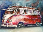 Lenks Diamond painting rode VW bus 40 X 50cm ronde steentjes full paint Diamond Paint 1016BV