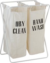 J-Line Wasmand 2 Delig Dry/Hand Metaal Wit