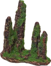 Polyresin ornament rotszuilen met mos 15 cm